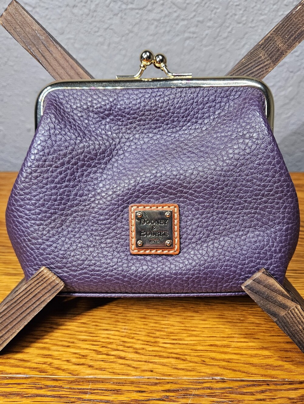 Dooney & Bourke Purple Leather Kisslock Coinpurse